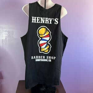 Henry's Barbershop Men’s Black Logo Tank Top Size XL – Sleeveless Casual Tee